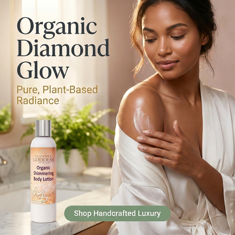 Glimmer Goddess® Organic Skin Care Organic Diamond Shimmer Body Lotion – Buildable Luminous Glow Shimmer