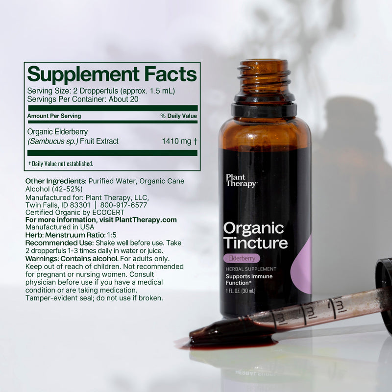 Plant Therapy Organic Elderberry Herbal Tincture Supplement
