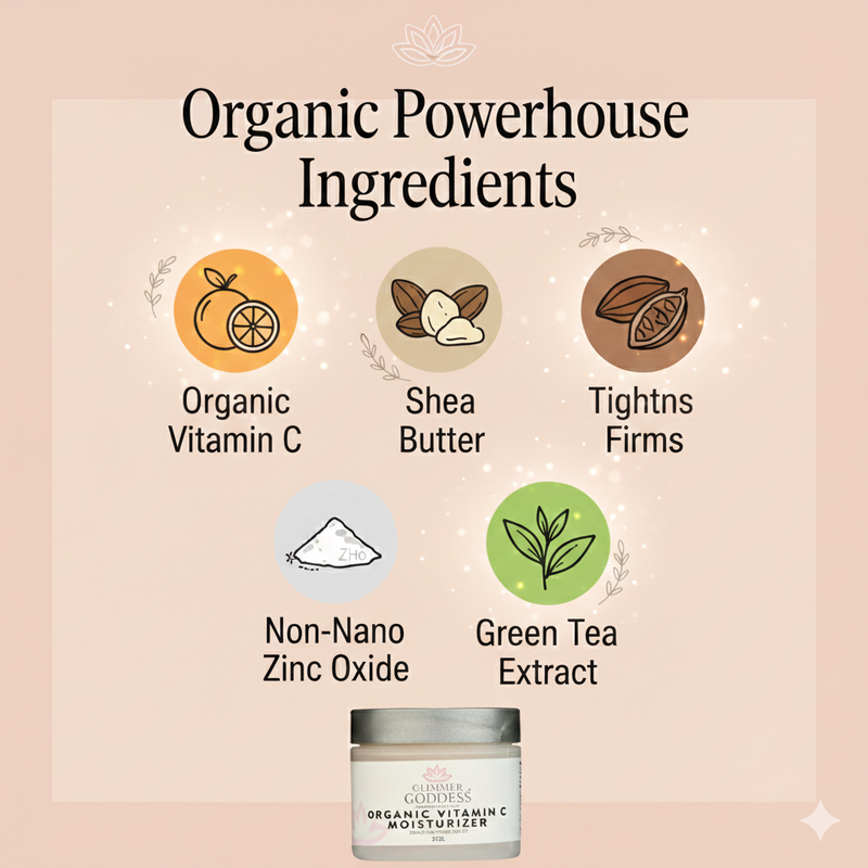 Glimmer Goddess® Organic Skin Care Organic Vitamin C Daily Moisturizer SPF 30 – Brightening Formula Moisturizers