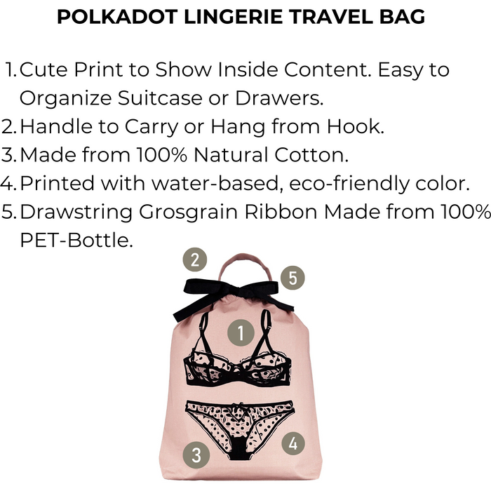 Bag-All - Polkadot Lingerie Travel Bag, Pink/Blush