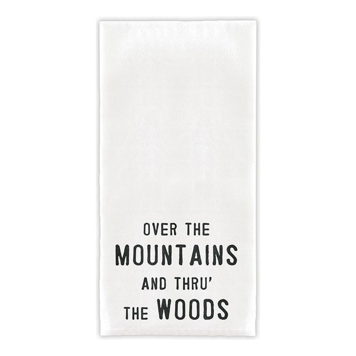 Over The Mountains Tea Towel in White | Cotton Flour Sack Kitchen Towel