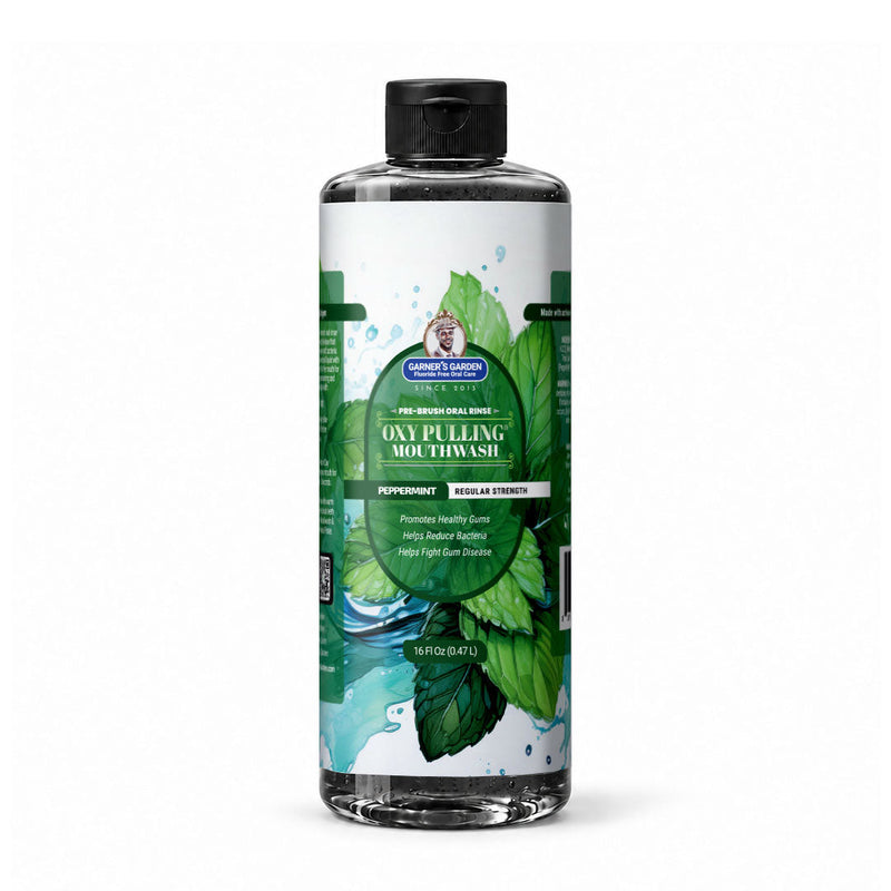 Garner's Garden Oxy Pulling | H2O2 & Charcoal | Pre-Brush Rinse Oxy Pulling White Smoke Peppermint / Normal / 16 oz (Recommended)