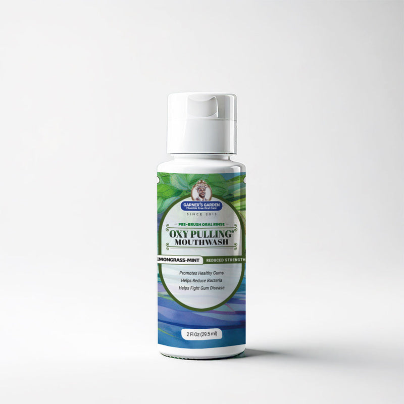 Garner's Garden Oxy Pulling Mouthwash | Activated Charcoal | H2O2 Oxy Pulling Lavender Lemongrass - Mint / Reduced/Sensitive Formula / 2 oz (travel)
