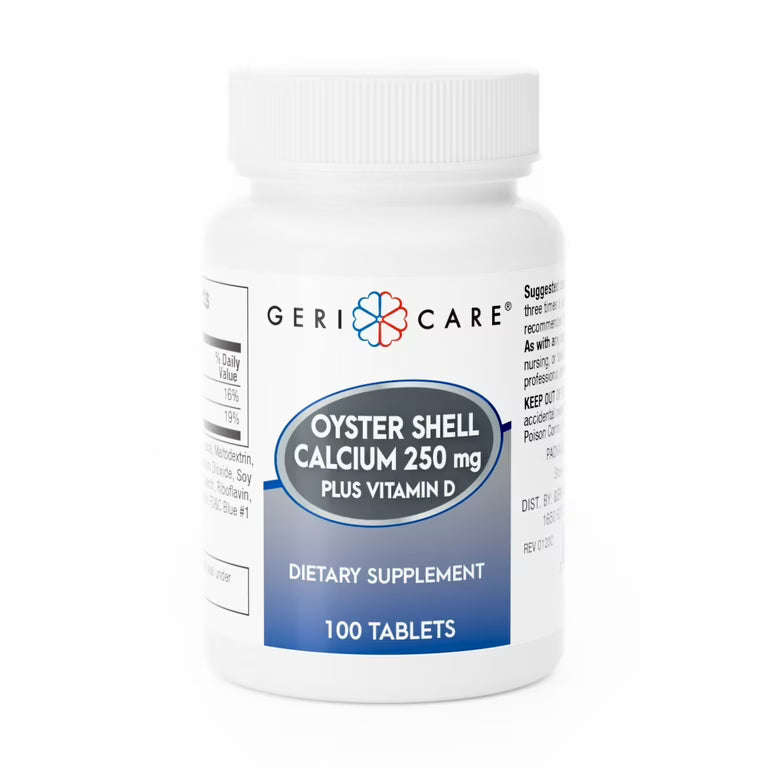 Geri-Care Geri-Care Oyster Shell Calcium with Vitamin D3, 250 mg Tablets, 100 Unit Dose Vitamins & Supplements