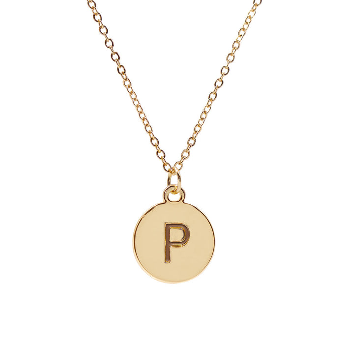 Gold-tone Adjustable Custom Initial Pendant Necklace with Genuine Crystal in Gift Box