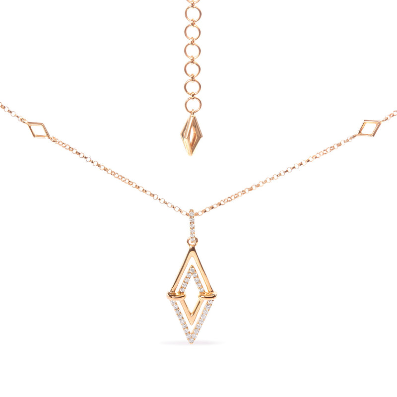 Bids.com 14K Yellow Gold 1/4 Cttw Diamond Double Triangle Geometric 18" Pendant Necklace (G-H Color, SI1-SI2 Clarity) Necklaces