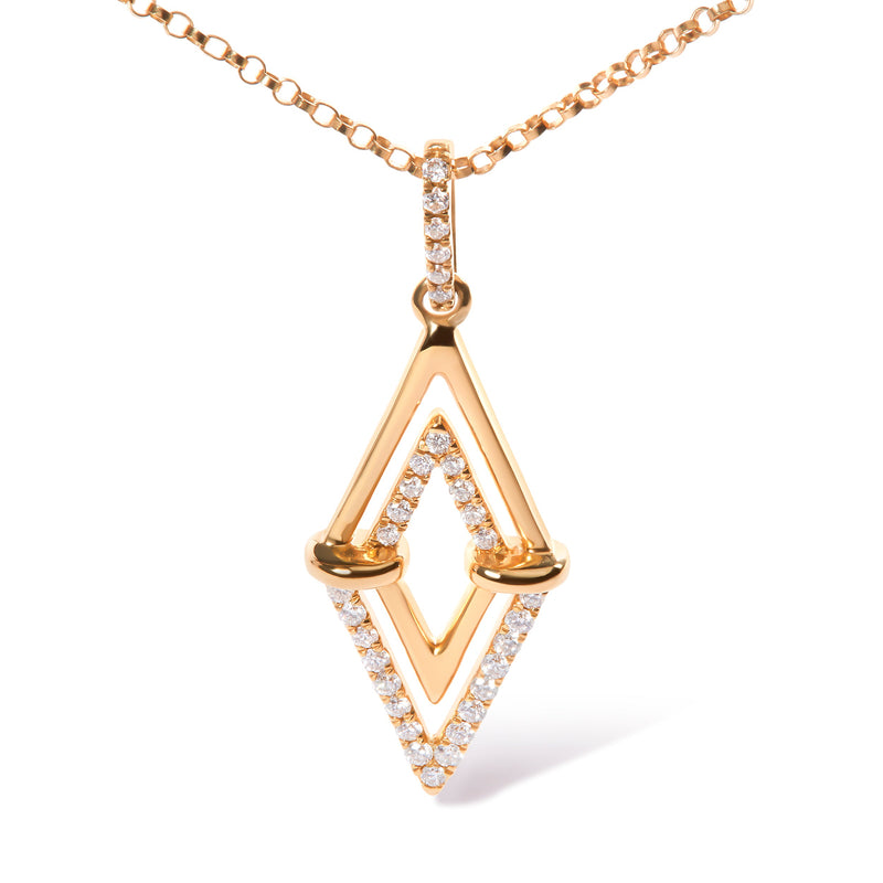 Bids.com 14K Yellow Gold 1/4 Cttw Diamond Double Triangle Geometric 18" Pendant Necklace (G-H Color, SI1-SI2 Clarity) Necklaces