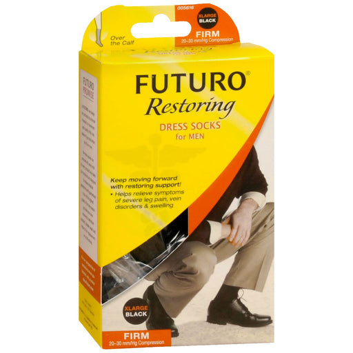 Futuro FUTURO Restoring Men’s Dress Socks, 20-30 mmHg Firm Compression, XL, Black Socks