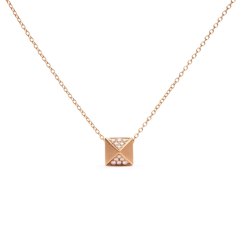 Bids.com 14K Yellow Gold 1/4 Cttw Diamond Matte Finished Pyramid Pendant Necklace (G-H Color, SI1-SI2 Clarity) - 18 Inches Necklaces