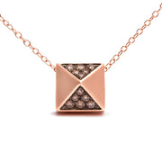 Bids.com 14K Rose Gold 1/4 Cttw Brown Diamond Matte Finished Pyramid Pendant Necklace (Brown Color, SI1-SI2 Clarity) - 18" Inches Necklaces