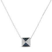Bids.com 14K White Gold 1/4 Cttw Treated Blue Diamond Matte Finished Pyramid Pendant Necklace (Blue Color, SI1-SI2 Clarity) - 18" Inches Necklaces