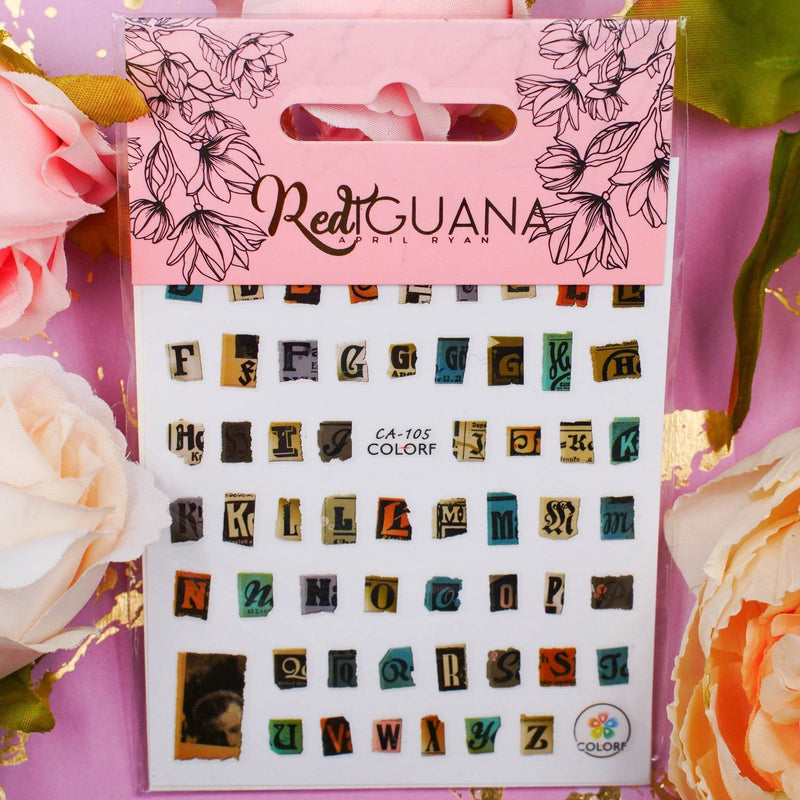 Red Iguana LLC Newspaper Letters Stickers (CA-105) Stickers