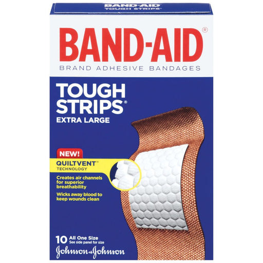Band-Aid Band-Aid Brand Extra Large Tough StripsAll One Size Adhesive Bandages 10 Ct Box First Aid