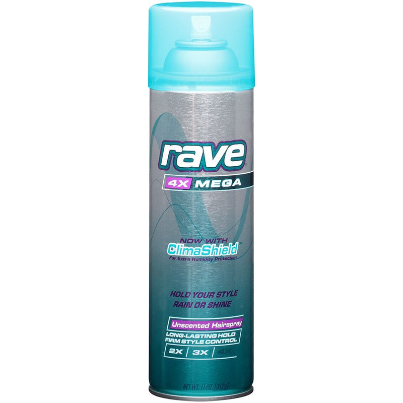 Rave Rave Mega 4X Unscented Aerosol Hair Spray 11 Oz Hair Care