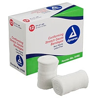 Dynarex Conforming Gauze Roll 2" x 4.1 yds with Absorbent Pads First Aid