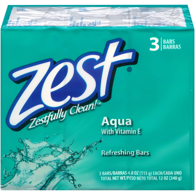 Zest Zest Aqua Pure Cleansing Bars – 3 Pack (4 oz each) – Refreshing & Invigorating Bath & Body Light Sea Green
