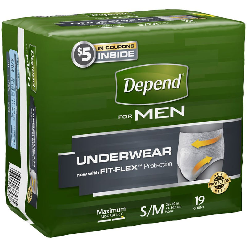 Depend Depend Fit Flex Adult Incontinence Underwear For Men, Disposable, Maximum Absorbency, Small/Medium, Grey Incontinence Aids