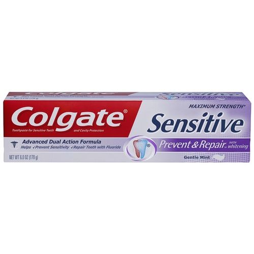 Colgate Colgate Sensitive Prevent & Repair Toothpaste, Gentle Mint Whitening Paste, 6 oz – Enamel Protection & Sensitivity Relief Toothpaste