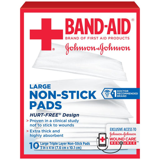 Band-Aid Brand Band-Aid Brand Hurt-Free Non-Stick Pads – Large (10 Count) First Aid White Smoke