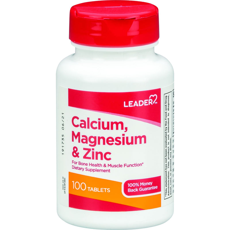 Leader Leader Calcium Magnesium & Zinc Dietary Supplement Tablets 100 ea Vitamins & Supplements
