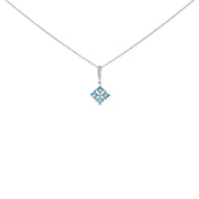 Bids.com Sterling Silver Blue Topaz and White Sapphire Square Motif Pendant Necklace 18 Inch Necklaces