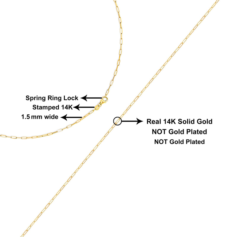 Bids.com Unisex Solid 14K Yellow Gold 1.5mm Paperclip Chain Necklace - 18 Inches Necklaces