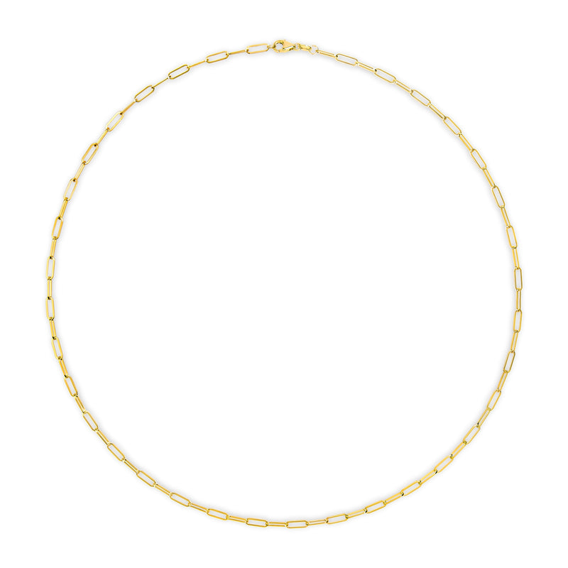 Bids.com Solid 14K Yellow Gold 2.5mm Paperclip Chain Necklace Unisex 18" Inches Necklaces
