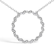 Bids.com .925 Sterling Silver 1/7 Cttw Lab Grown Diamond Beaded Love Circle Pendant Necklace - Size 18 Inches Necklaces