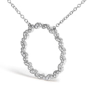Bids.com .925 Sterling Silver 1/7 Cttw Lab Grown Diamond Beaded Love Circle Pendant Necklace - Size 18 Inches Necklaces