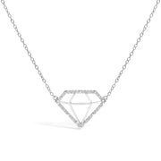 Bids.com .925 Sterling Silver 1/7 Cttw Lab Grown Diamond Diamond Shaped Pendant Necklace - Size 18 Inches Necklaces