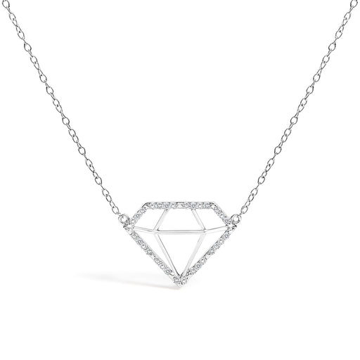 Bids.com .925 Sterling Silver 1/7 Cttw Lab Grown Diamond Diamond Shaped Pendant Necklace - Size 18 Inches Necklaces
