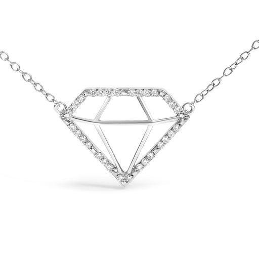 Bids.com .925 Sterling Silver 1/7 Cttw Lab Grown Diamond Diamond Shaped Pendant Necklace - Size 18 Inches Necklaces