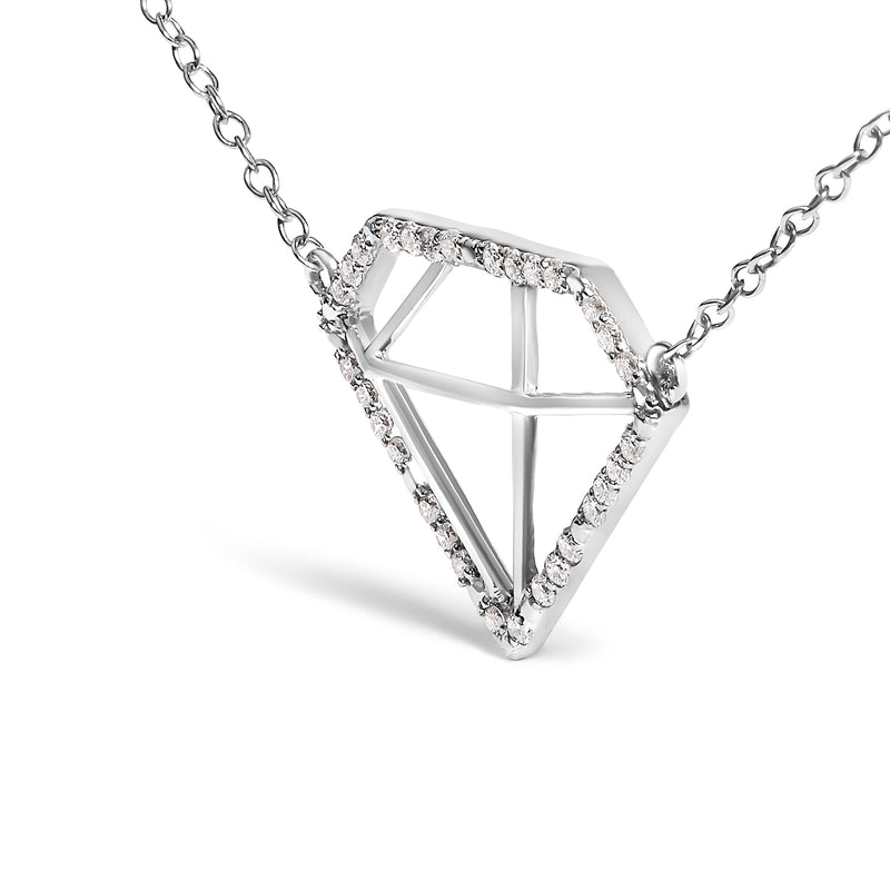 Bids.com .925 Sterling Silver 1/7 Cttw Lab Grown Diamond Diamond Shaped Pendant Necklace - Size 18 Inches Necklaces