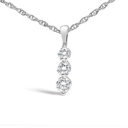 Bids.com .925 Sterling Silver 1/7 Cttw Lab Grown Diamond Three Stone Diamond Pendant Necklace - 18" Inches Necklaces