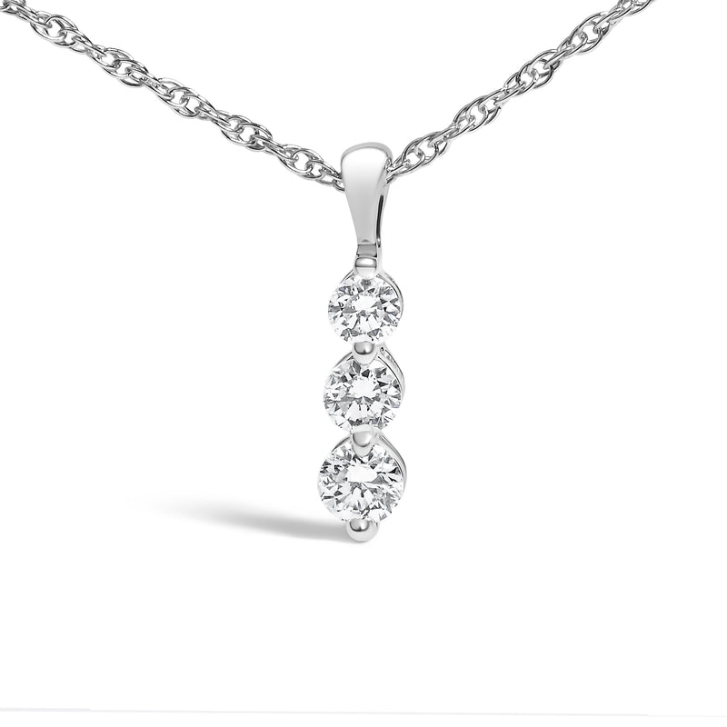 Bids.com .925 Sterling Silver 1/7 Cttw Lab Grown Diamond Three Stone Diamond Pendant Necklace - 18" Inches Necklaces