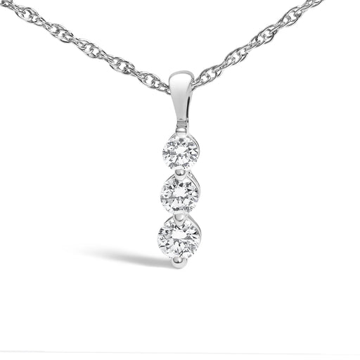 Bids.com .925 Sterling Silver 1/7 Cttw Lab Grown Diamond Three Stone Diamond Pendant Necklace - 18" Inches Necklaces
