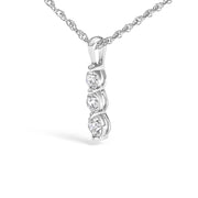 Bids.com .925 Sterling Silver 1/7 Cttw Lab Grown Diamond Three Stone Diamond Pendant Necklace - 18" Inches Necklaces
