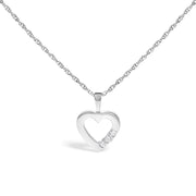 Bids.com .925 Sterling Silver Lab Grown Diamond 1/4 Cttw Three Stone Heart Pendant Necklace - 18" Inches Necklaces
