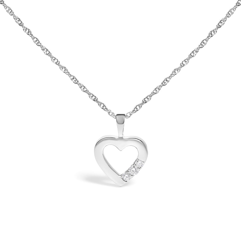 Bids.com .925 Sterling Silver Lab Grown Diamond 1/4 Cttw Three Stone Heart Pendant Necklace - 18" Inches Necklaces