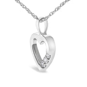 Bids.com .925 Sterling Silver Lab Grown Diamond 1/4 Cttw Three Stone Heart Pendant Necklace - 18" Inches Necklaces