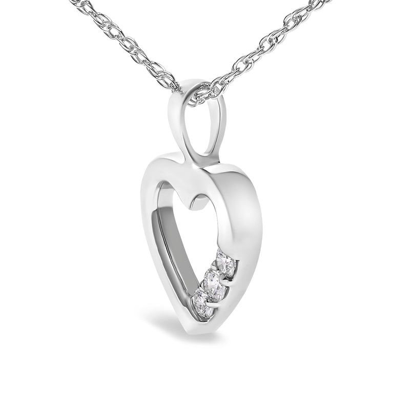Bids.com .925 Sterling Silver Lab Grown Diamond 1/4 Cttw Three Stone Heart Pendant Necklace - 18" Inches Necklaces