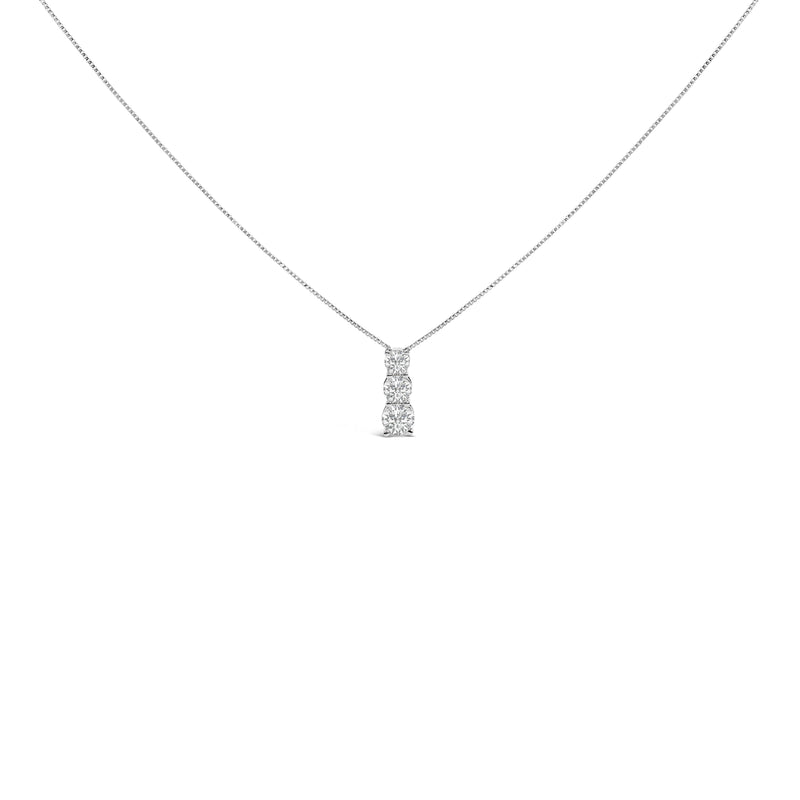 Bids.com 14K White Gold 1/2 Cttw Lab Grown Diamond Three Stone Pendant Necklace Necklaces
