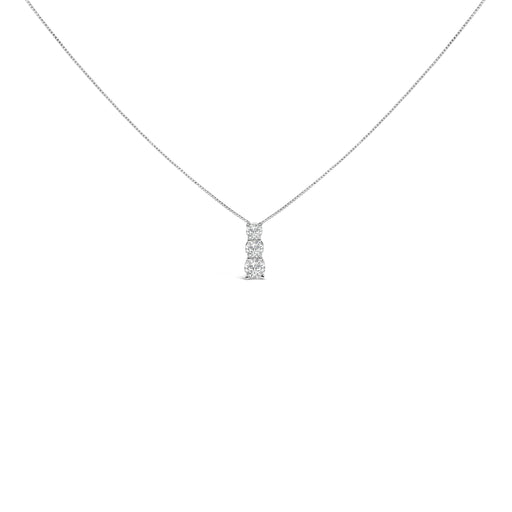 Bids.com 14K White Gold 1/2 Cttw Lab Grown Diamond Three Stone Pendant Necklace Necklaces