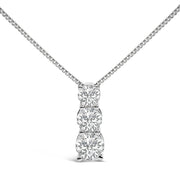 Bids.com 14K White Gold 1/2 Cttw Lab Grown Diamond Three Stone Pendant Necklace Necklaces