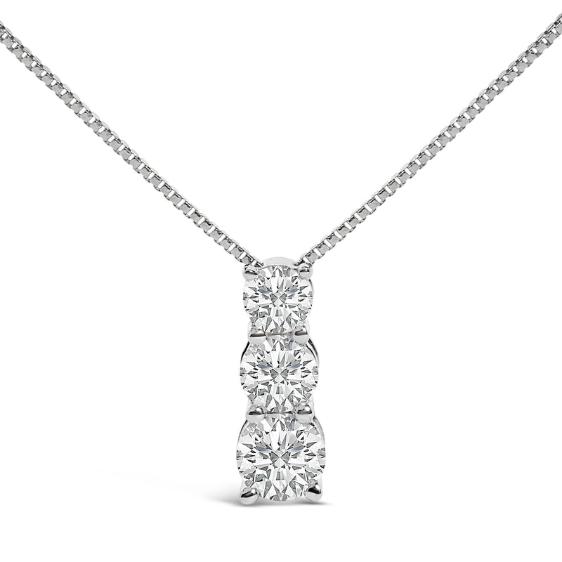Bids.com 14K White Gold 1/2 Cttw Lab Grown Diamond Three Stone Pendant Necklace Necklaces