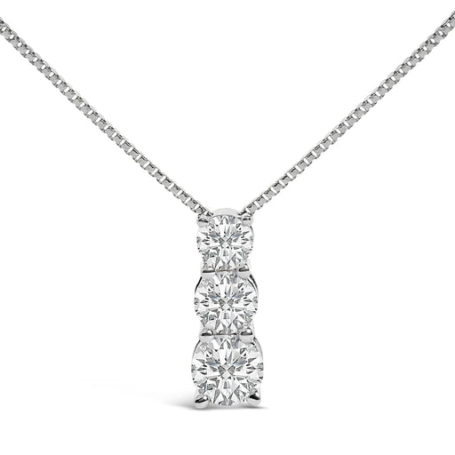 Bids.com 14K White Gold 1/2 Cttw Lab Grown Diamond Three Stone Pendant Necklace Necklaces