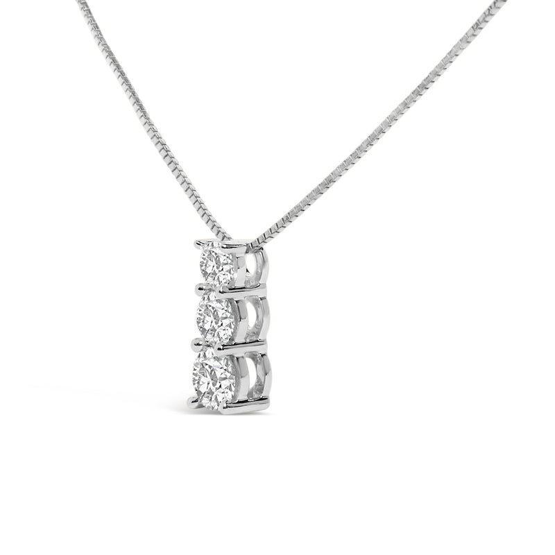 Bids.com 14K White Gold 1/2 Cttw Lab Grown Diamond Three Stone Pendant Necklace Necklaces