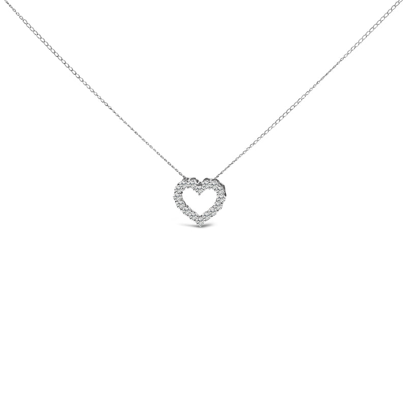 Bids.com 14K White Gold 1/2 Carat Lab Grown Diamond Heart Shape Pendant Necklace Necklaces