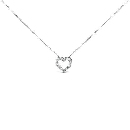 Bids.com 14K White Gold 1/2 Carat Lab Grown Diamond Heart Shape Pendant Necklace Necklaces