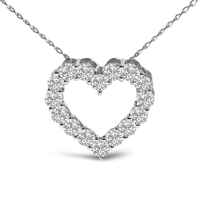 Bids.com 14K White Gold 1/2 Carat Lab Grown Diamond Heart Shape Pendant Necklace Necklaces